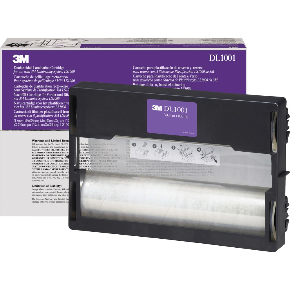 MMMDL1001 - Refill cartridge is designed for use with 3M Heat-Free Laminating System LS1001. Cartridge film laminates both sides of an item for enhanced protection. Laminate items up to 12" wide and as long as 100'. The 5.6 mil refill features a glossy finish and can be used to protect many items. It is perfect for posters, signs and maps as well as documents, schedules, presentations, phone lists, certificates, awards, calendars, children's artwork and more. More from the Manufacturer
