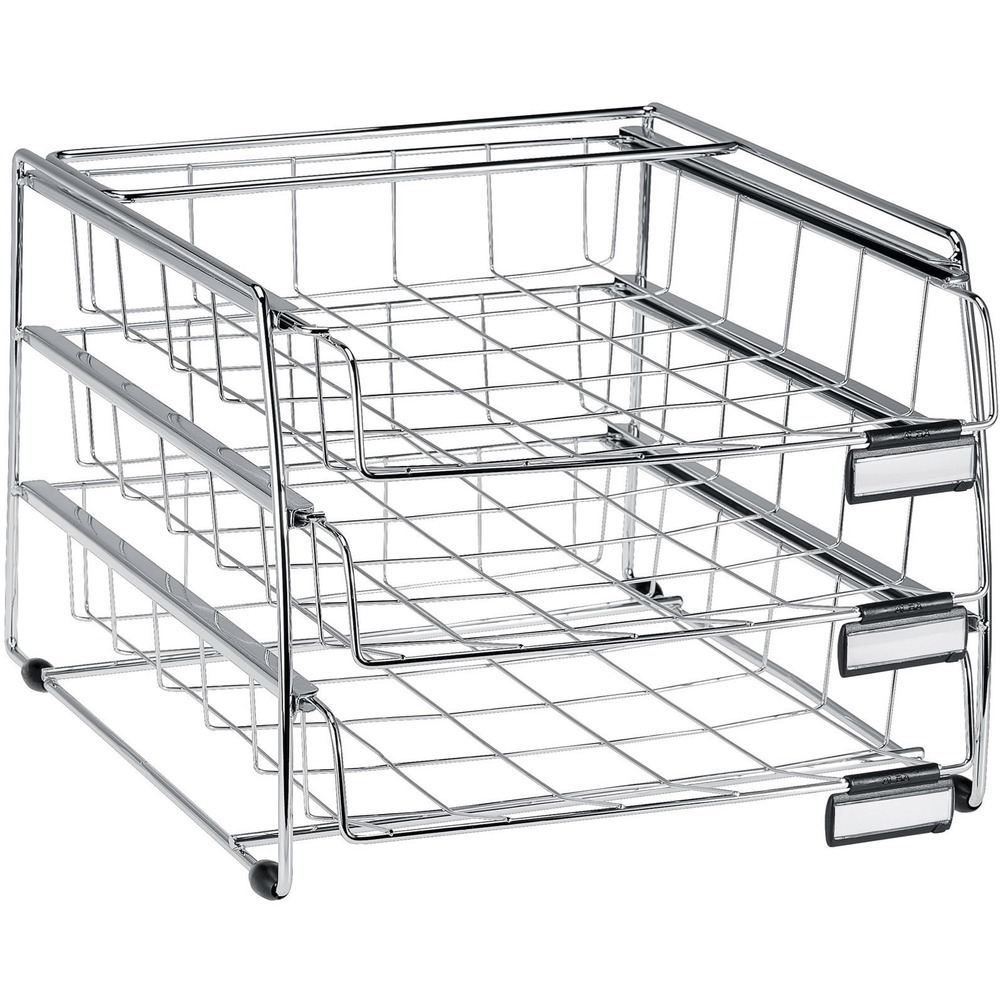 ABACOR3F - Use this 3-Drawer Sliding Mail Basket to improve your organization. With its modern design in chromed metal wire, this basket will perfectly match your work environment. Load all documents up to A4 format in the 2-1/2" high drawers. Mail basket includes three sliding drawers, three removable label holders made of black plastic and two sets of nonslip, Elastomer pads for stability.
