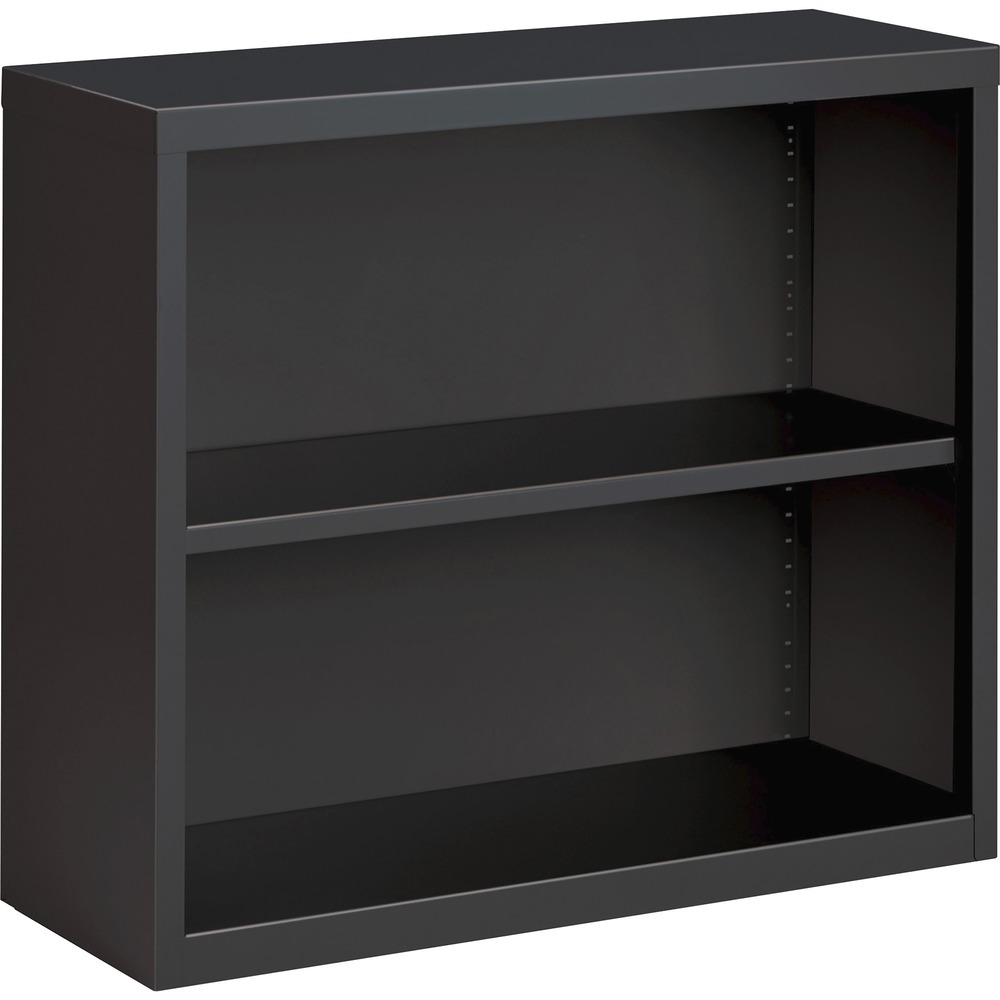 LLR59691 - Two-shelf bookcase features fully adjustable shelves for flexible storage solutions. Shelves adjust in 1" increments, and each offers a 200 lb. capacity. The bottom shelf is fixed. Welded steel construction offers a powder-coat finish for durability. Bookcase meets or exceeds ANSI/BIFMA shelf standards.