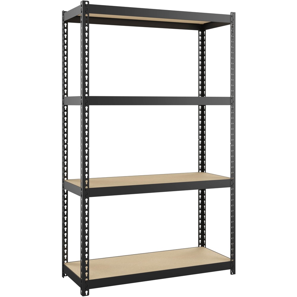 LLR66963 - Narrow Steel Shelving features a narrow footprint that can fit almost anywhere. Riveted steel frame creates strength and rigidity. Each shelf holds 200 lb.