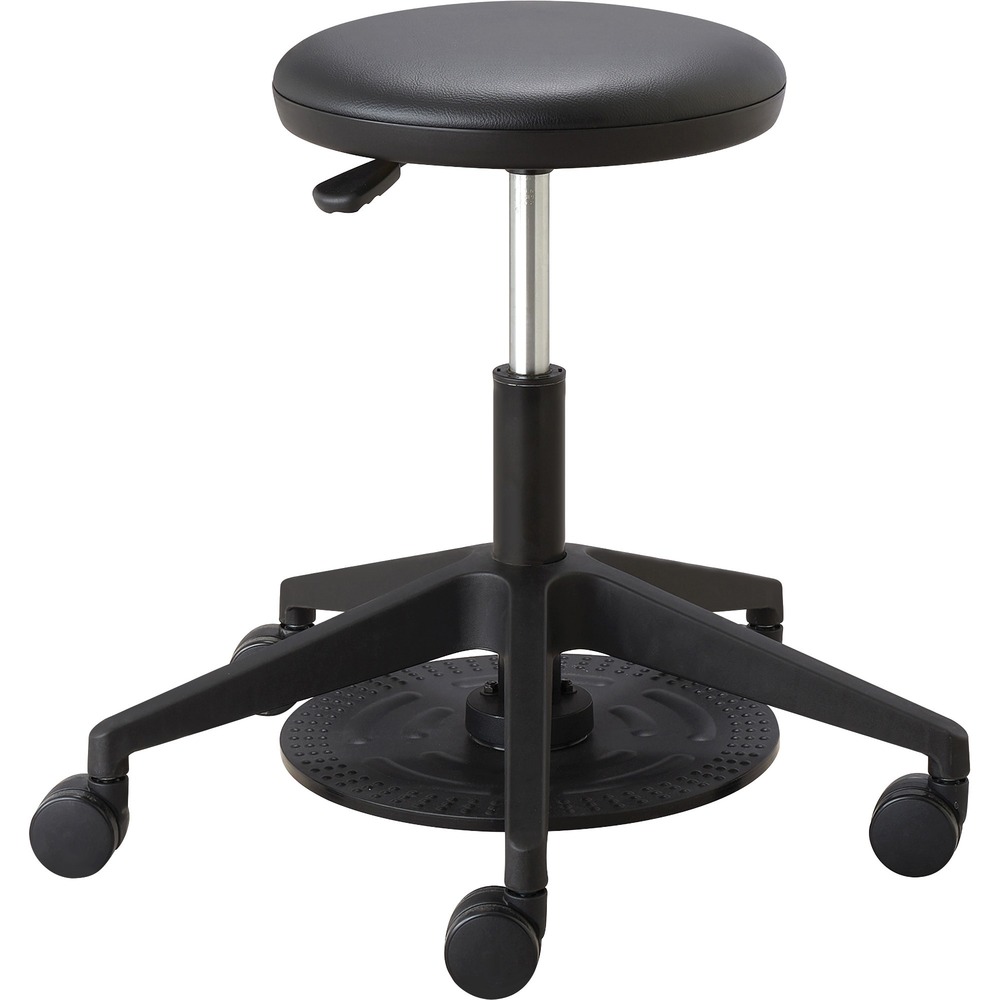 SAF3437BL - Comfortable lab stool adjusts in height from 17" to 22" for a variety of uses. Pneumatic lift adjusts seat height with simple foot pedal plate. The 16" diameter seat is covered in vinyl for easy maintenance. Stool swivels 360 degrees for easy access to all areas of your workstation. 2" dual-wheel carpet casters allow easy rolling. Low-height lab stool meets/exceeds applicable ANSI/BIFMA standards.