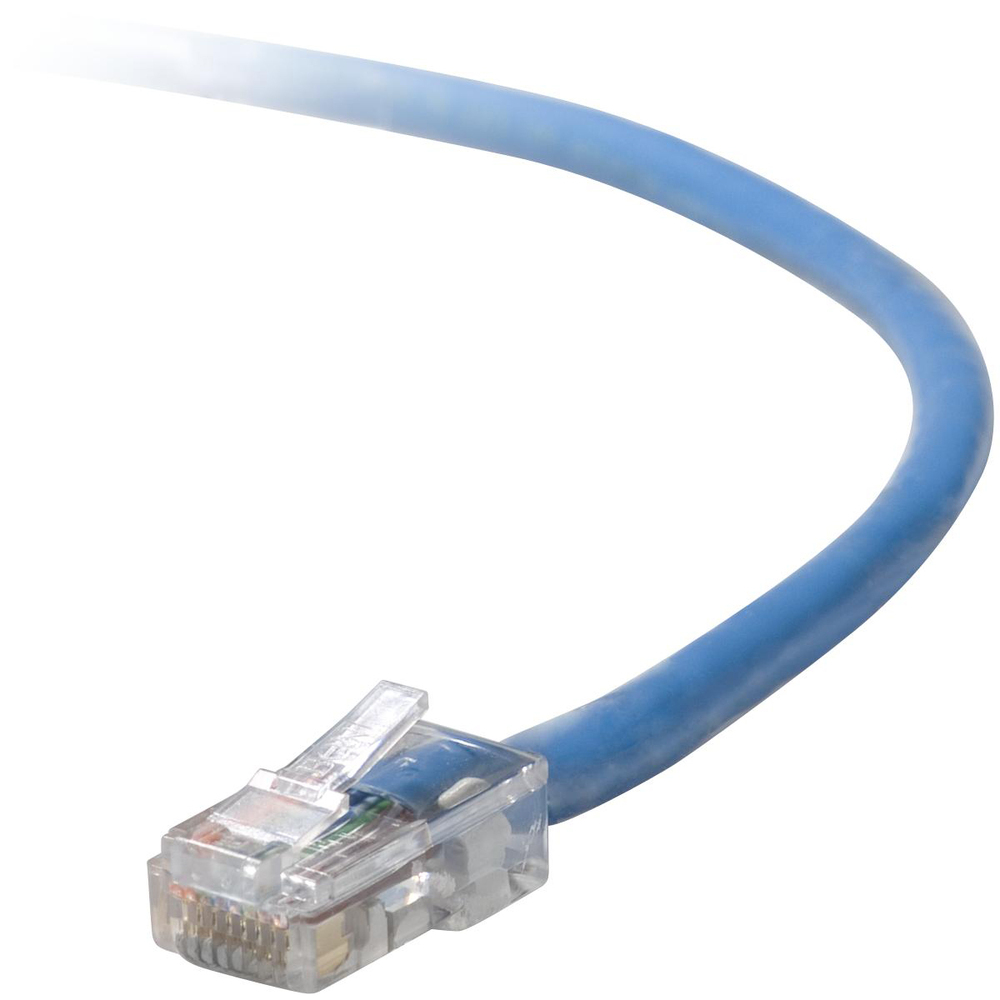 BLKA3L79104BLUS - At a Glance:  Ethernet patch cable with extra headroom For connecting to LANs or the Internet Works with 10/100/1000BASE-T networks RJ45 plugs with 50-micron gold-plated connectors for clear signal Exceeds CAT5e performance requirements Snagless design prevents cracking and breaking  KEY FEATURES  UTP stranded copper wires Durable PVC jacket RJ45 plugs with 50-micron gold-plated connectors  CONNECT EASILY TO A COMPUTER NETWORK Upgrade your network and enjoy clean and clear transmissions with the Belkin CAT5e Snagless Ethernet Patch Cable. This patch cable lets you connect a laptop or desktop computer to a wall outlet, modem, router or another networking device. It meets the CAT5e standard and is suitable for use with 100/1000BASE-T networks. Patch cables are also handy in home offices and hotel rooms to establish a wired Internet connection. RJ45 PLUGS WITH GOLD-PLATED CONTACTS FOR A CLEAR SIGNAL The CAT5e Patch Cable features an RJ45 male connector on each end. Internal load bars ensure accurate plug positioning and consistent high performance, while the 50-micron gold-plated connectors resist corrosion and wear and deliver a clean, clear signal. FAST, RELIABLE CONNECTIONS WITH CAT5E TECHNOLOGY This cable exceeds the performance requirements of the CAT5e (Category 5 Enhanced) Ethernet network cable standard. CAT5e cables can support Gigabit Ethernet speeds of up to 1000 Mbps and are backward compatible with Fast Ethernet networks for versatility. Plus, their wire pairs are twisted more tightly than those in CAT5 cables to reduce signal interference. LESS CROSSTALK WITH TWISTED PAIR WIRES The Snagless RJ45 CAT5e Patch Cable features 4 Unshielded Twisted Pair (UTP) 24 AWG (American Wire Gauge) stranded copper wires to reduce electromagnetic interference. Stranded cables are more pliable than solid cables, making them better suited for travel. Plus, the wires are housed in a durable PVC outer jacket for abrasion and corrosion resistance. RESISTS WEAR WITH SNAGLESS-TYPE MOLDINGS This Ethernet cable includes a molded strain relief with ridges at each end that provides flexibility, reduces stress and allows the cable to move without cracking or breaking away from the plug for greater durability. Plus, the snagless moldings protect each RJ45 plug, preventing damage during installation. Package Includes:  CAT5e Ethernet Patch Cable 