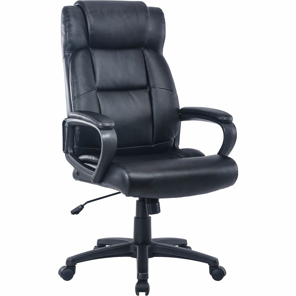 LLR41844 - Executive chair with a high-back features a bonded leather exterior to provide timeless style that fits in nearly any room. Pneumatic, seat-height adjustment allows a variety of users to sit comfortably at their desk. 360-degree swivel allows you to effortlessly rotate the chair for added convenience. Executive chair features center-tilt control, upright lock, tilt tension, tilt lock and more. More from the Manufacturer