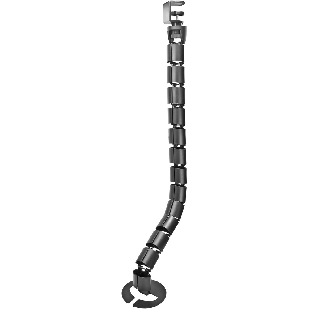 LLR49260 - Cable control spine neatly routes cables from desk to floor for universal use. Quickly insert and remove cables inside the guide. Spine easily attaches your desk with a desk clamp mount. It is adjustable to shorter or longer lengths.