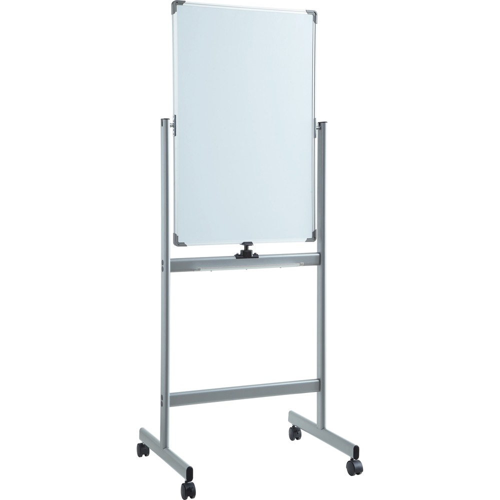 LLR52567 - Whiteboard easel features a double-sided design that revolves to provide a fresh board when needed. Magnetic surface allows you to simply attach notes or magnetic accessories to keep them within quick reach. Four casters allow easy transportation from room to room and quick repositioning to ensure it can be seen by everyone in the room. The 24" wide x 36" high whiteboard is perfect for meetings, presentations, brainstorming sessions and more.