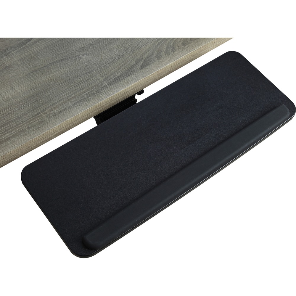 LLR99543 - Keyboard tray features an ergonomic design to help you maintain proper posture when typing. Full side-to-side rotation and height adjustment allows you to keep it in a comfortable position. Included mounting hardware allows convenient installation under your desk.