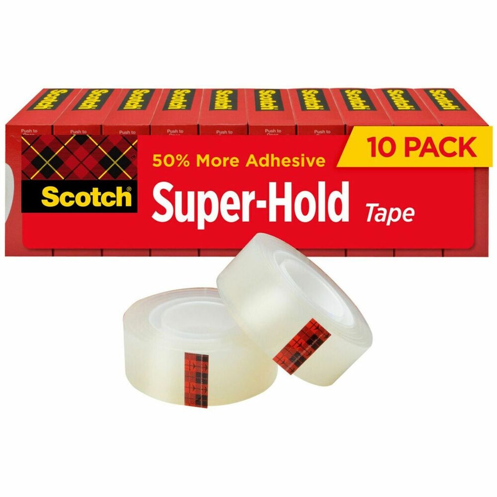 MMM700K10 - From sealing envelopes to making repairs on the fly, rely on the powerful, moisture-resistant bond of Scotch Super-Hold Tape. It delivers a stronger bond than Scotch's standard transparent tape for your most important jobs. It's strong and durable with 50 percent more adhesive so your items will hold securely. The thicker backing offers durability when a secure, lasting hold is essential. Virtually crystal-clear, this tape holds strong without standing out - perfect for repairs, mounting, crafts and more. Tape is easy to apply with no mess. Photo-safe tape is compatible with permanent markers for convenient labeling.