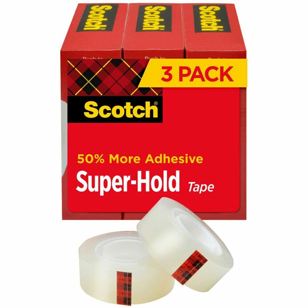 MMM700K3 - From sealing envelopes to making repairs on the fly, rely on the powerful, moisture-resistant bond of Scotch Super-Hold Tape. It delivers a stronger bond than Scotch's standard transparent tape for your most important jobs. It's strong and durable with 50 percent more adhesive so your items will hold securely. The thicker backing offers durability when a secure, lasting hold is essential. Virtually crystal-clear, this tape holds strong without standing out - perfect for repairs, mounting, crafts and more. Tape is easy to apply with no mess. Photo-safe tape is compatible with permanent markers for convenient labeling.