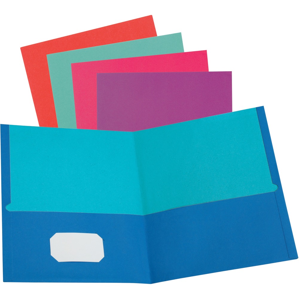 OXF52074 - Twin-pocket folder holds up to 100 sheets of letter-size paper. Business card holder on the left-side front pocket keeps your contact information readily available. Plus, its high-quality construction works well with labels to create a customized appearance. Folder is perfect for office, home and school use.
