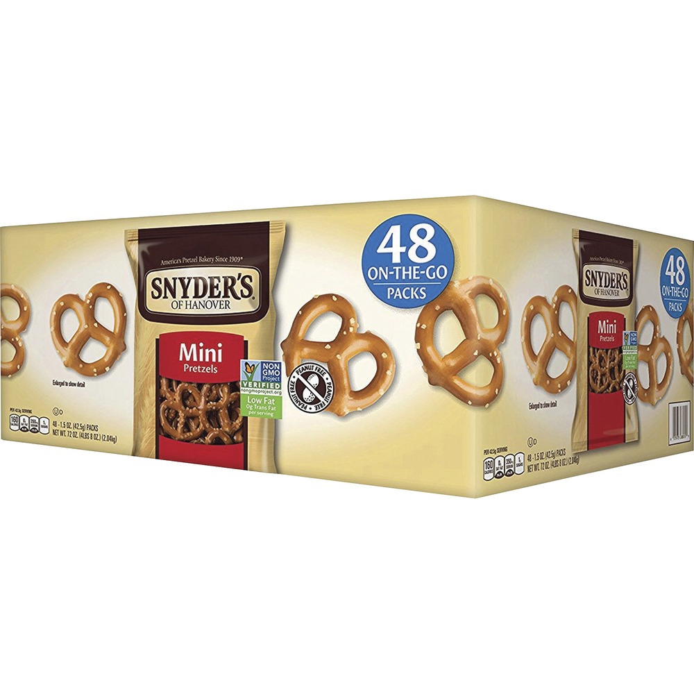 SNY088150 - Mini Pretzels offer all the naturally delicious flavor of traditional pretzels in a crunchy, bite-size snack. They're perfect for snacking at home or on-the-go. Each snack pack holds 1.5 oz. of fat-free pretzels.