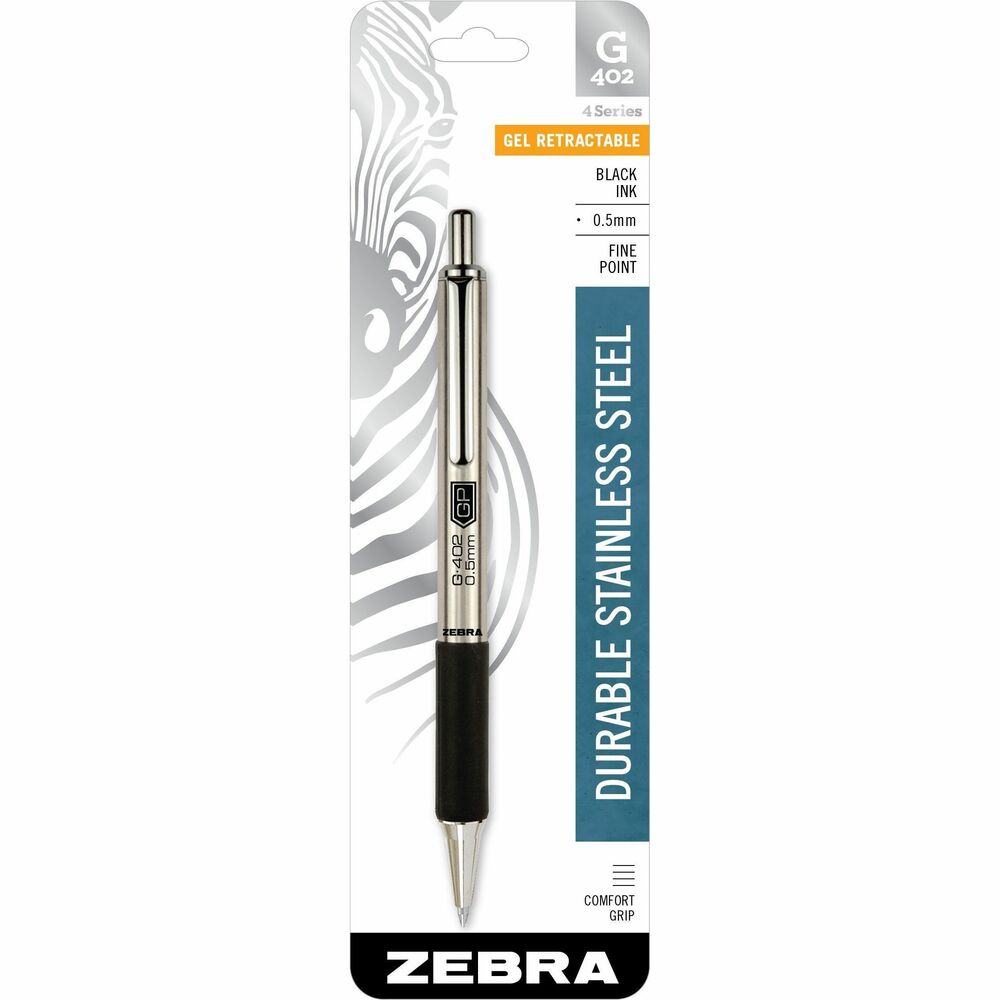 ZEB49211 - Retractable pen with a fine point features easy-glide gel ink that flows smoothly onto paper for an effortless writing experience. Its weighted barrel allows it to sit more comfortably in your hand for consistently legible results. Plus, the rubber grip helps reduce hand fatigue during prolonged periods of writing. Handy clip attaches securely to a variety of locations to keep this pen within quick reach.
