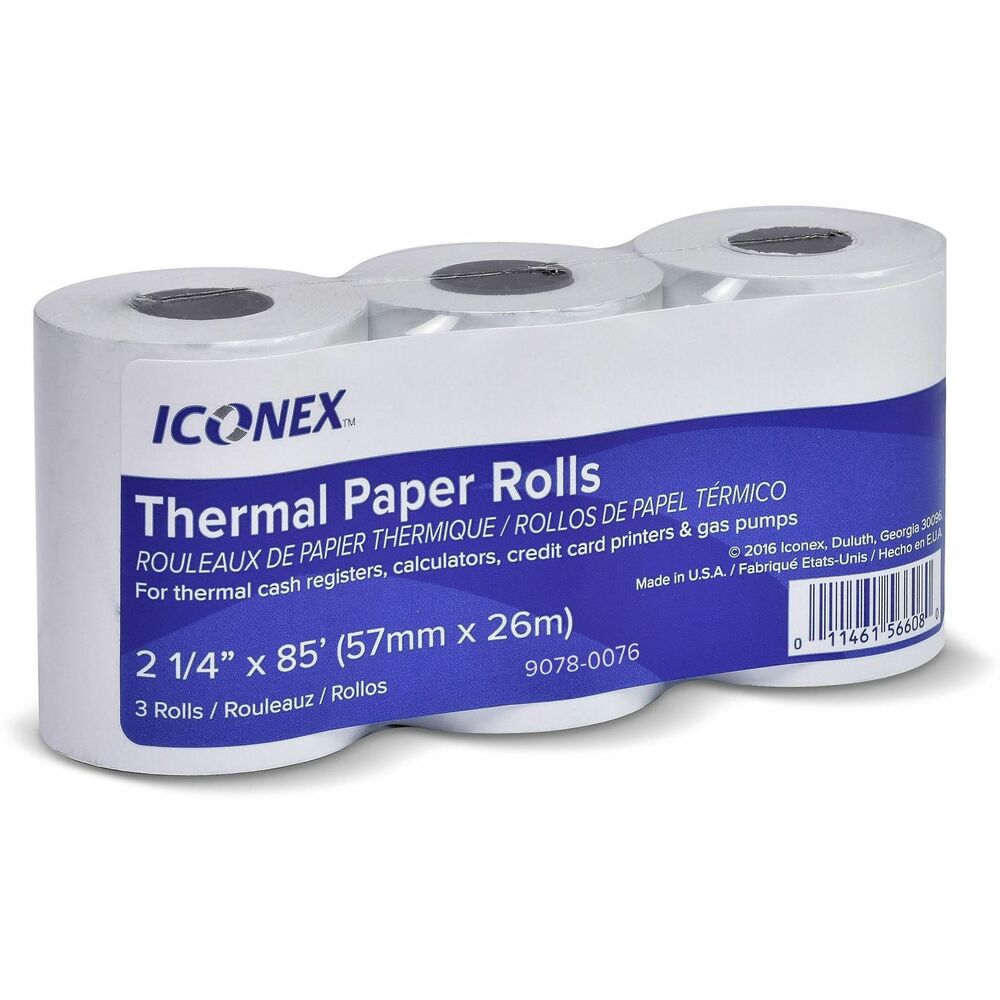 ICX90780076 - Paper rolls offer top-quality thermal paper that works efficiently with your machine printhead. This BPA-free, Simplicity standard-resolution thermal paper is suitable for most point-of-sale terminals, credit card receipts, quick-service restaurant systems and other applications. It delivers crisp, clear black images. They are made to OEM specifications using only papers that have passed the rigorous, IBM testing process. The 2-1/4" x 85' rolls are designed for use in Texas Instruments TI5050, 5050M and 5135.