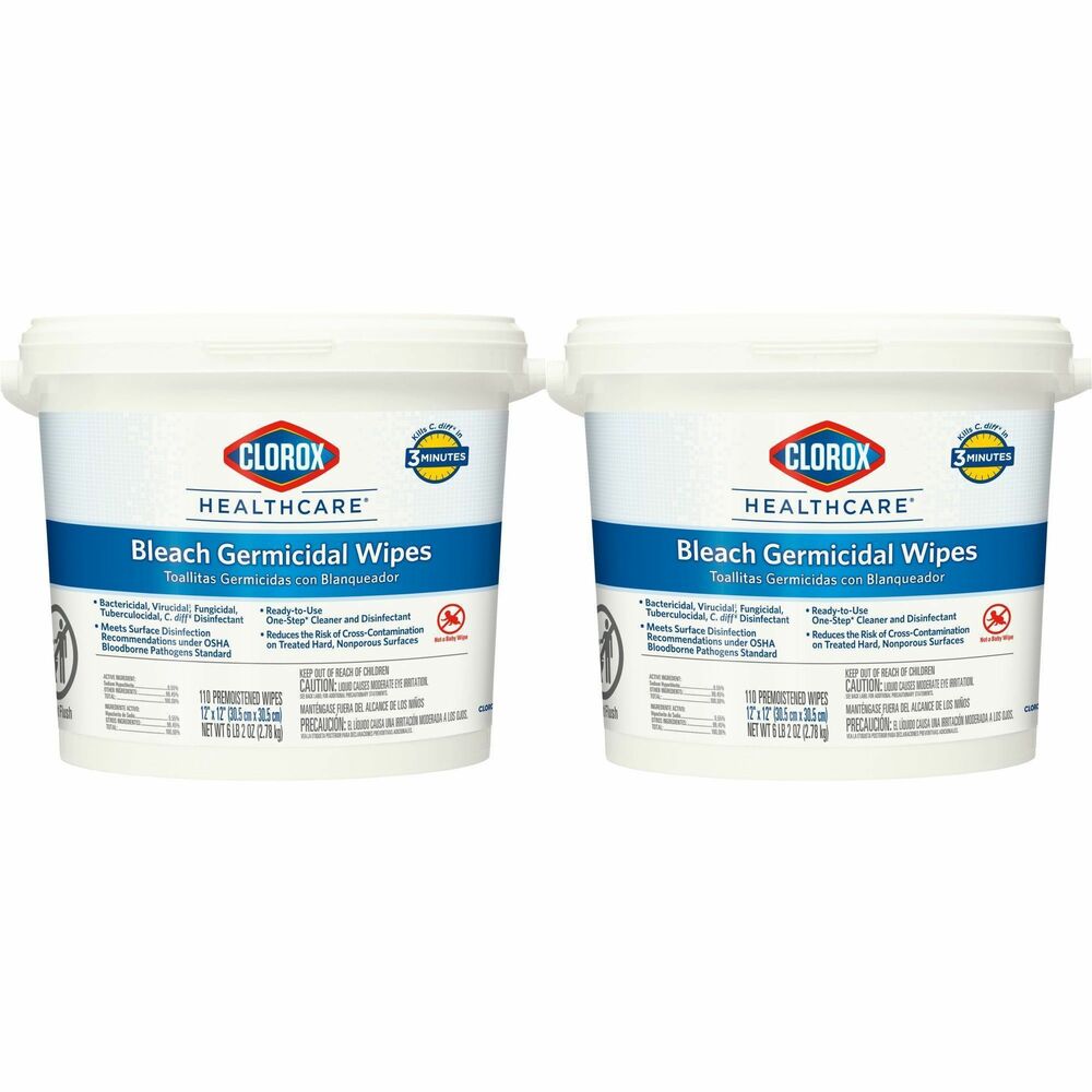 CLO30358CT - Clorox Healthcare Bleach Germicidal Wipes Bucket is your proven bleach solution for cleaning. Wipes kill C. difficile and C. auris in 3 minutes (follow special instructions for cleaning before disinfection) and 58 other microorganisms in 1 minute or less, including outbreak-causing viruses, emerging viral pathogens, MRSA and VRE when used as directed. With superior surface compatibility on a wide range of hospital surfaces, these disinfecting wipes help you cover more square coverage per wipe with fast contact times and greater wetness surface coverage. Phosphate-free formula is gentle on surfaces and leaves less residue behind. Use this refill bucket in healthcare settings including hospitals, medical facilities, outpatient facilities and long-term care facilities. Packaging may vary.