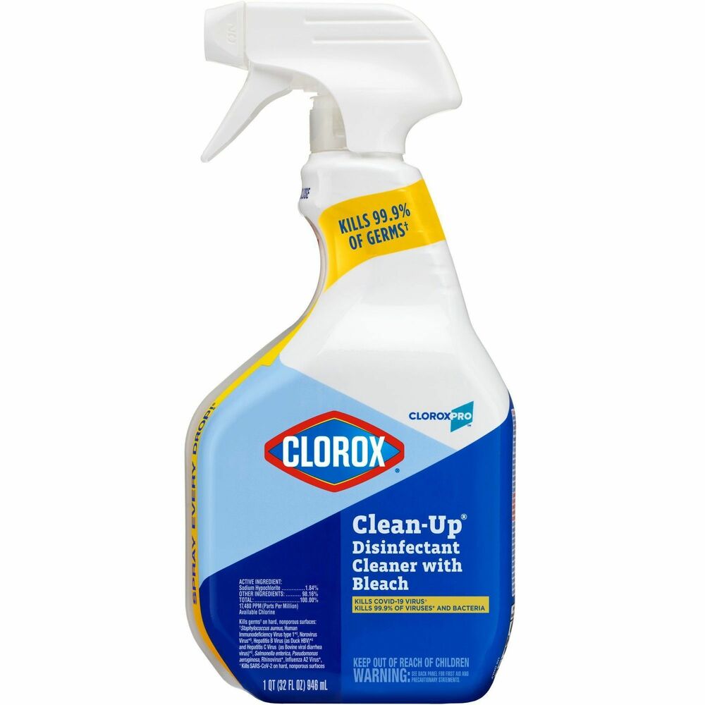CLO35417BD - Clorox Clean-Up Disinfectant Cleaner with Bleach is a powerful one-step cleaner, disinfectant and stain remover. It eliminates odors caused by bacteria, mold and mildew. With Clorox Clean-Up Disinfectant Cleaner with Bleach, you can clean and disinfect confidently with the power of Clorox Bleach. This disinfectant cleaner with bleach meets EPA criteria for use against SARS-CoV-2, the virus that causes COVID-19. From CloroxPro, this fresh-smelling spray cleaner is perfect for use in offices, daycare centers, restaurants, schools and other commercial facilities. Spray every drop with Smart Tube technology that reaches to the very bottom of the bottle. Packaging may vary.