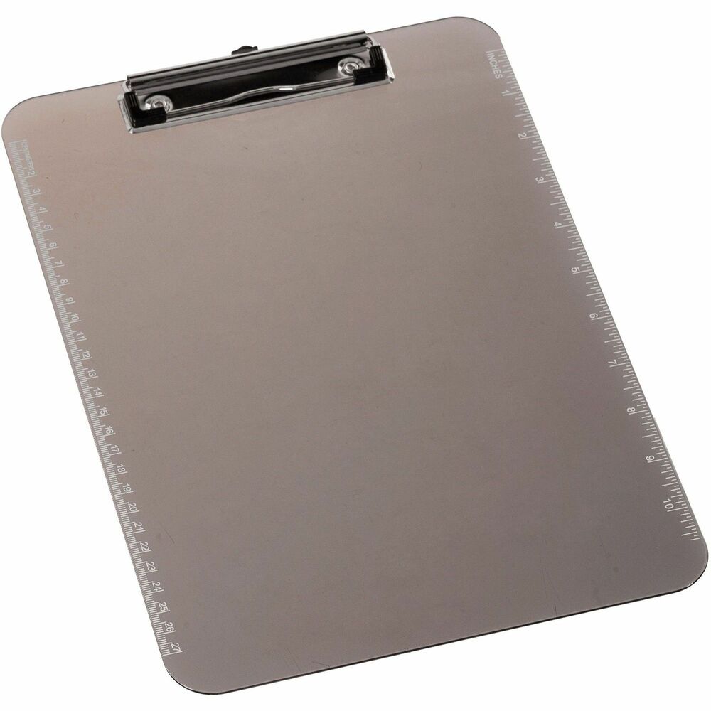 BSN01870 - Clipboard provides a stylish, functional way to write without the use of a desk. Flat clip makes this durable, transparent plastic clipboard space-efficient and easy to use. Imprinted rulers on both sides of the clipboard have measurements in Imperial and metric. Clipboard includes a pullout tab for hanging.
