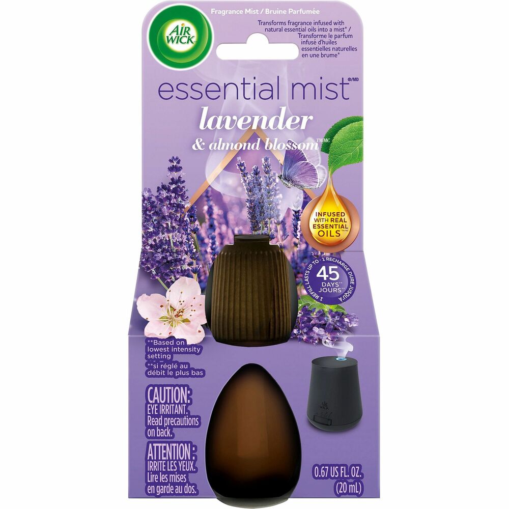 RAC98552 - Diffuser refill delivers a gentle, fragrant mist to surround you with the welcoming scent of fresh, natural lavender and delicately sweet almond blossoms. Its long-lasting design provides up to 45 days of continuous fragrance when it's used on the low setting. Diffuser refill is perfect for living rooms, kitchens, office spaces and more. Refill is designed for the Air Wick Essential Mist Diffuser (sold separately).