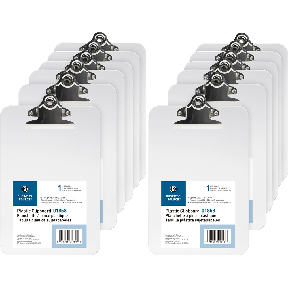 BSN01858BX - Compact clipboard provides a stylish, functional way to write when you're on-the-go and working without the convenience of a desk. This 6" x 9" size fits well in smaller bags and briefcases or on crowded countertops. Sturdy spring clip secures paper and is made of durable metal. Clipboard is made of durable molded plastic for lasting use.