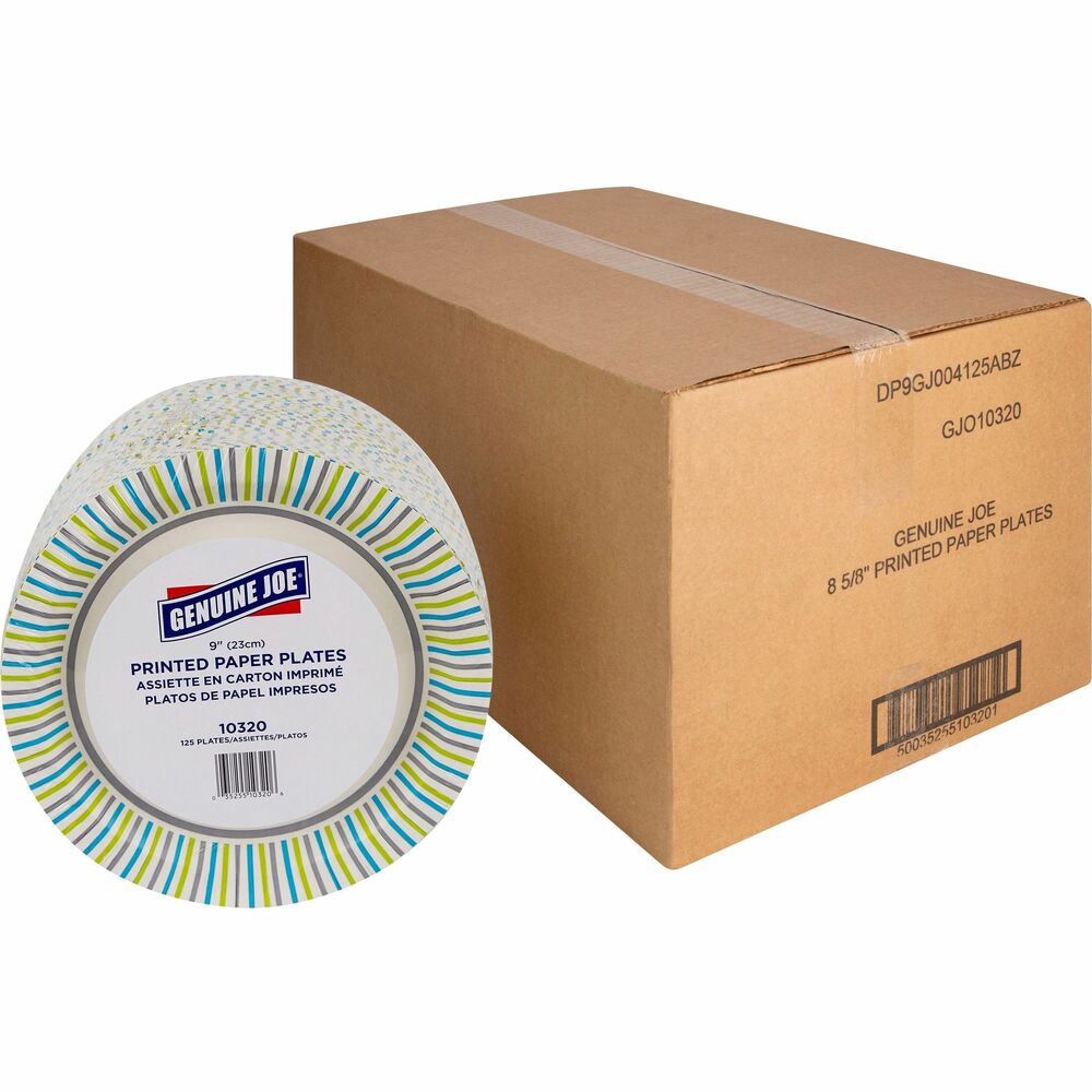 GJO10320CT - Paper plate features a soakproof construction to hold wet foods without leaking through to the table. Its durable material offers excellent rigidity to hold dense foods like steak, potatoes and more. Disposable design allows quick, easy cleanup after each use. 9" tableware is perfect for company gatherings, special events, parties and more.