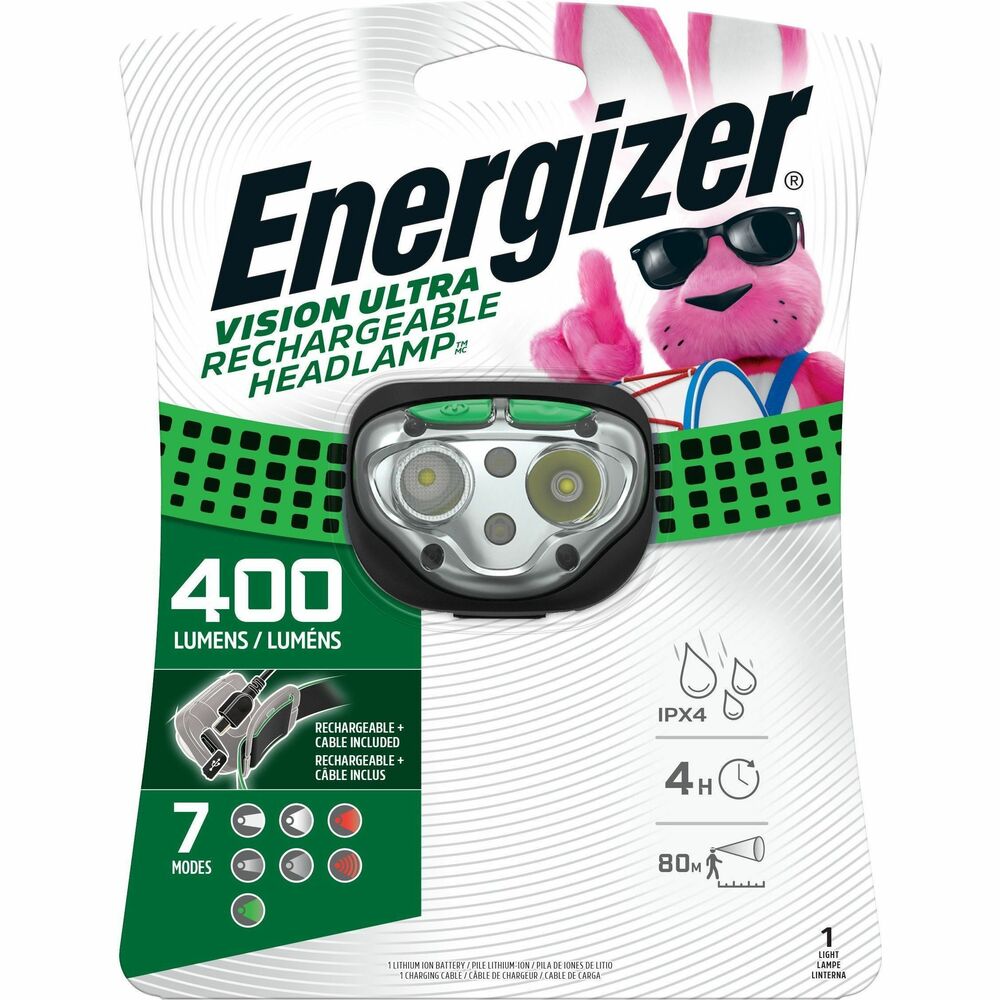 EVEENHDFRLP - Vision Ultra Rechargeable Headlamp with seven modes and a headband is comfortable and powerful to illuminate any job or task that requires the use of both hands. It is dimmable to control brightness and runtime. VisionGuard protects vision by gradually increasing light intensity. Seven modes include high, low, wide low, red, night vision in red and green and flashing red for emergencies. Red and Green LED mode allows you to preserve night vision. Powerful beam provides up to 400 lumens of light at a distance of up to 80 meters. Durable lens is water-resistant and drop-tested up to 1 meter to stand up to harsh conditions. Use the included USB charging cable to recharge the lithium ion battery inside the headlight. After fully charging in 4 hours, this headlight delivers up to 4 hours of light and up to 400 lumens (in high mode) - 15 times brighter than standard LED technology.