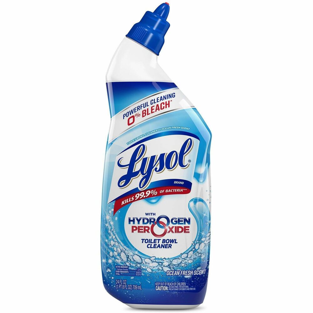 RAC98011 - Clean, sanitize, disinfect and enhance your guests' experience using Lysol Toilet Bowl Cleaner with Hydrogen Peroxide. Effective formula powers through tough toilet stains such as limescale and rust, leaving the bowl clean and sanitized and cleaning crews satisfied. Angle-neck bottle easily reaches tough stains in tricky areas. Formula kills 99.9 percent of bacteria, including Staphylococcus aureus and Enterobacter aerogenes, when used as directed on hard, nonporous surfaces. Deliver a positive restroom experience at your facility without the harshness of bleach.
