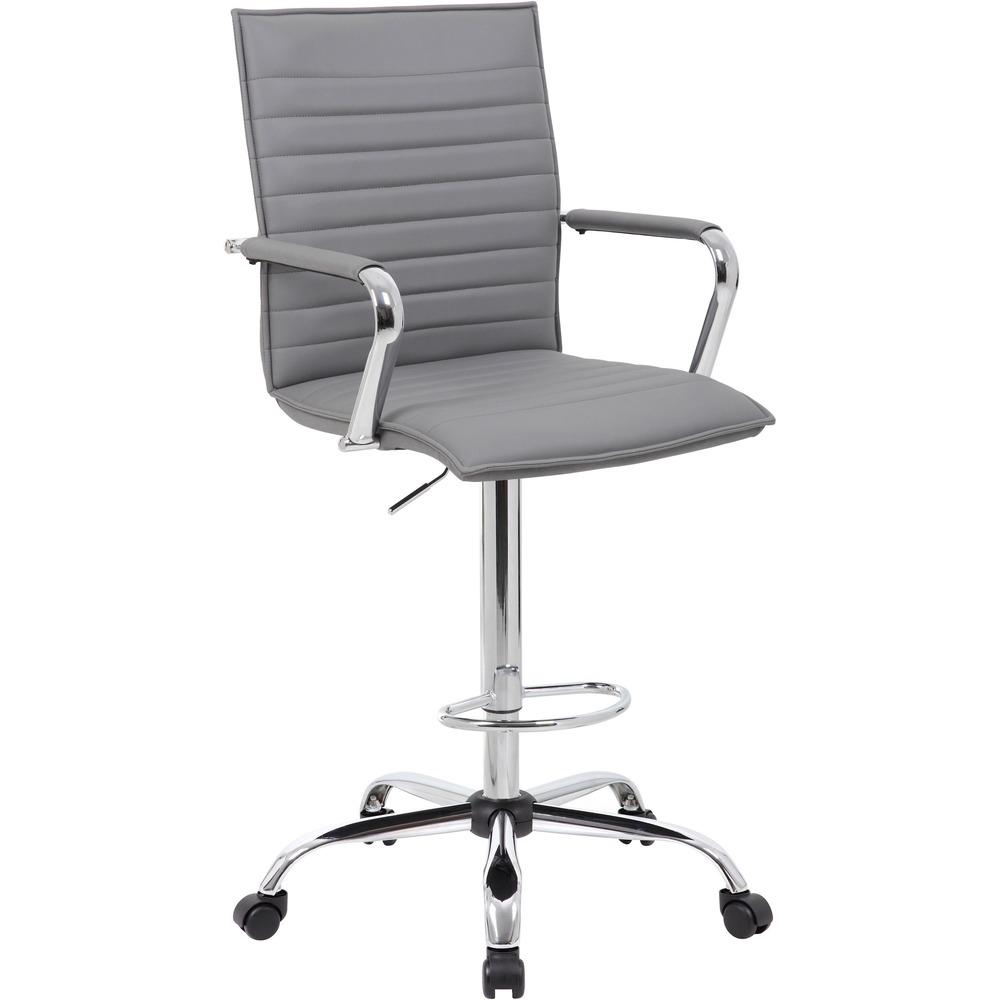 BOPB16533CGY - Drafting stool features a ribbed seat design to add lavish texture to any office or studio while offering comfortable seating. Pneumatic gas-lift mechanism allows you to quickly adjust your height to accommodate any desk or drafting table. Fancy chrome base with dual-wheel casters allows the chair to roll smoothly for effortless movements. Drafting stool is designed to support up to 275 lb.