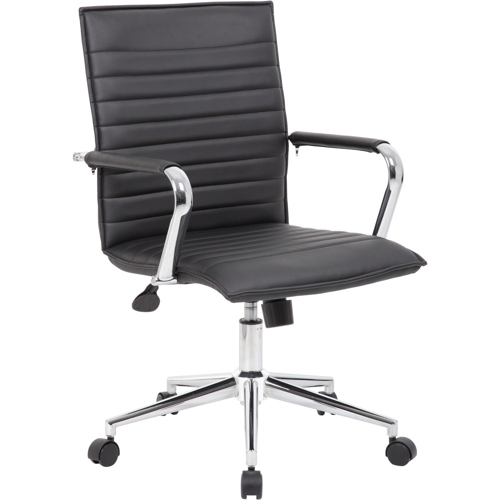 BOPB9533CBK - This hospitality task chair features fixed chrome arms to offer a pop of metallic color that brings any room or office to the next level. Spring tilt mechanism, tilt tension and upright lock offer more ways to adjust the chair to meet your personalized standards of comfort. Pneumatic gas-lift mechanism allows you to quickly adjust your height to accommodate any work area. Chrome base with dual-wheel casters allows the chair to roll smoothly for effortless movements. Task chair is designed to support up to 275 lb.