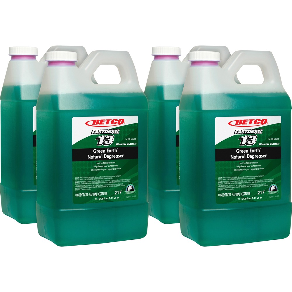 BET2174700CT - This powerful degreaser is the naturally preferred solution for all degreasing tasks. A synergistic blend of natural ingredients with a unique surfactant system produces a concentrated formula that equals most traditional degreasers. This unique degreaser breaks down greases, oils and fats including industrial petroleum greases on all water-safe surfaces. Green Earth Natural Degreaser removes inks, oils, greases and fats from a variety of surfaces with a proprietary blend of natural, bio-renewable/bio-based ingredients. Dilution ratio is 1:64. As part of the FastDraw system, it is numbered (FastDraw 13) and color-coded to eliminate misuse. Spill-proof bottle helps prevent chemical contact with cleaning staff. Patented technology uses two metering tips for low-flow and high-flow dilution. Curved siphon tubes on the FastDraw Dispensers (not included) allow complete product evacuation, eliminating waste.