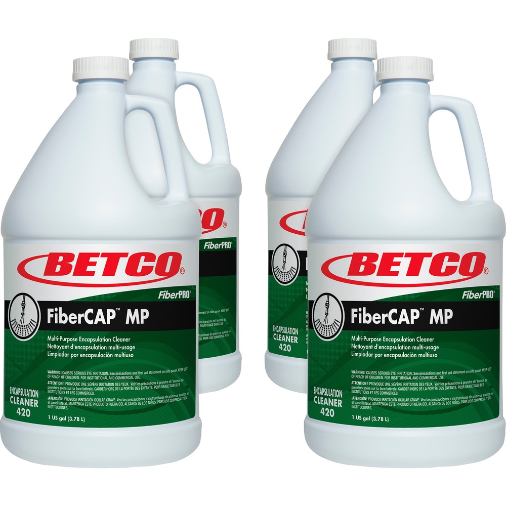 BET4200400CT - FiberCAP MP contains advanced technology in encapsulation chemistry with polyhedral polymers to get all types of your commercial carpeting cleaner. The unique crystallization geometry of these polymers enhance soil entrapment and provides better release from the carpet fiber. Paired with the FiberCAP 20 Carpet Machine, FiberCAP MP leaves carpets cleaner longer. Low-moisture, multipurpose encapsulation cleaner dries fast after removing oily dirt and detergent residue. Routine maintenance is easy for quick removal of surface soils and spots without use of extraction machines. Dilution ratios depend on types of cleaning jobs: 1:10 for spot/traffic lane cleaning; 1:16 for interim/low-moisture cleaning; 1:64 for normal cleaning and 1:32 for heavy cleaning.
