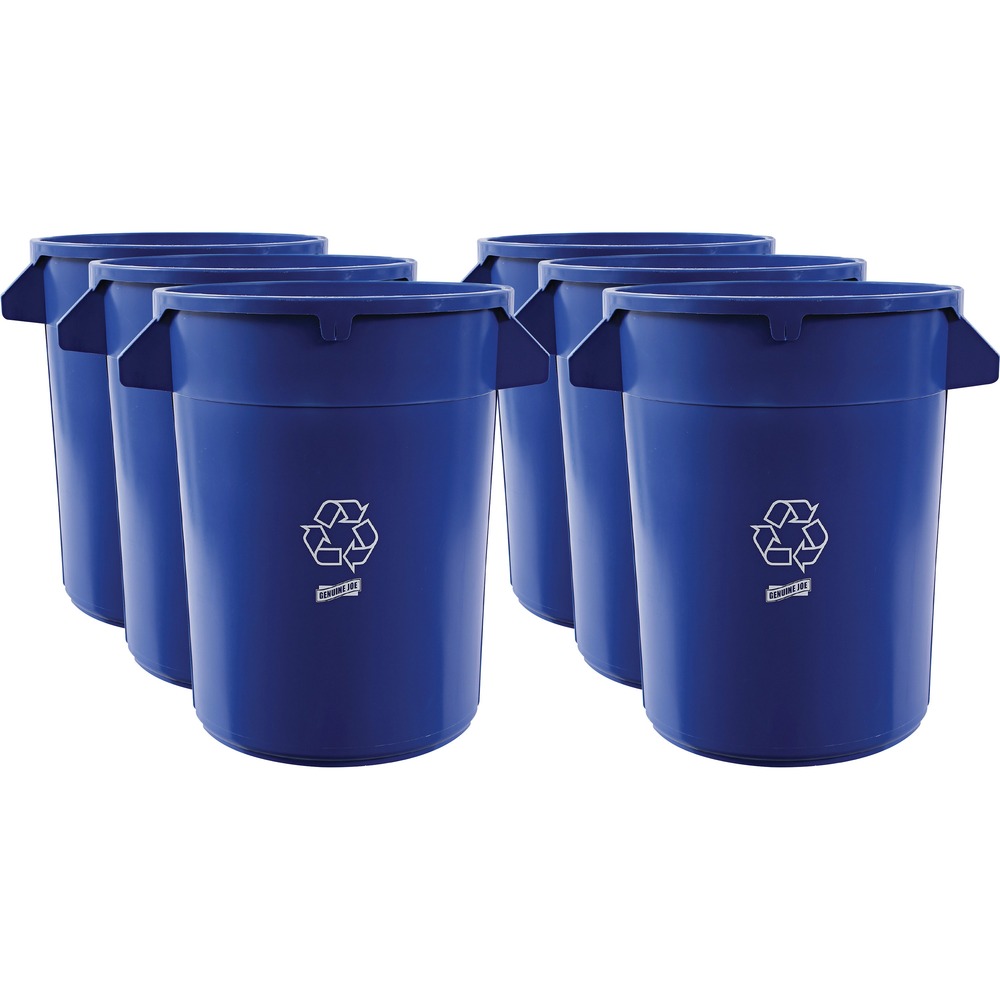 GJO60464CT - Heavy-duty Trash Container is designed for many purposes from general refuse to biohazard waste. Side handles make them easy to move. Durable drag rings are molded into base. Air venting channels are molded into the side wall for easy bag removal. Container is made of strong, long-lasting plastic that is recyclable.