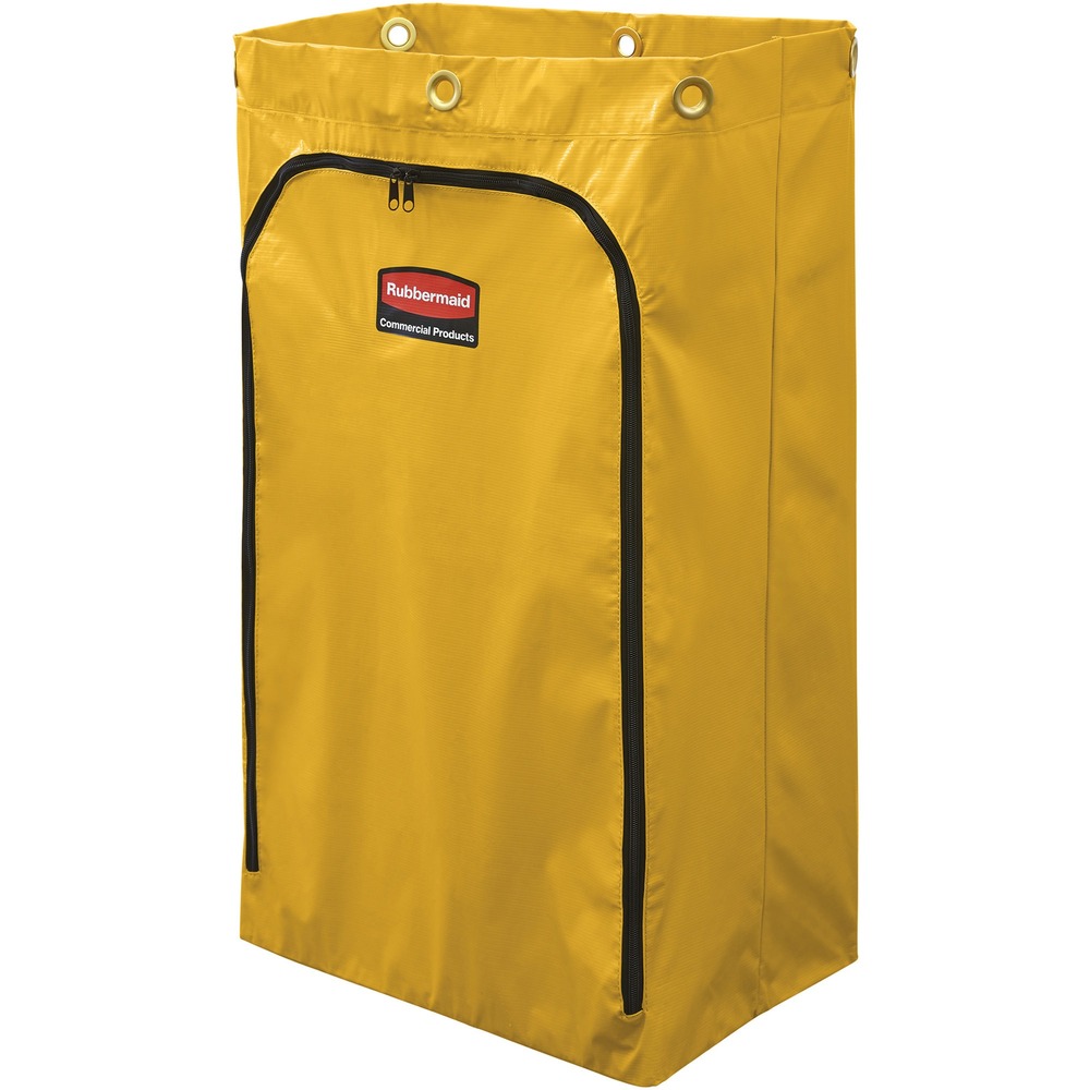 RCP1966719CT - High-capacity vinyl bag for janitorial cleaning cart helps maximize productivity and reduce labor costs. Yellow vinyl means easy color-coding and easy cleaning. Use the bag for general waste and pair it with bags of other colors to sort recycled items and more. Capacity is 24 gallons to improve productivity by reducing the number of trips to empty waste. Zippered front access makes waste removal easier. Replacement bag is compatible with Rubbermaid Commercial 6173-88 Cleaning Cart with Zippered Yellow Vinyl Bag.