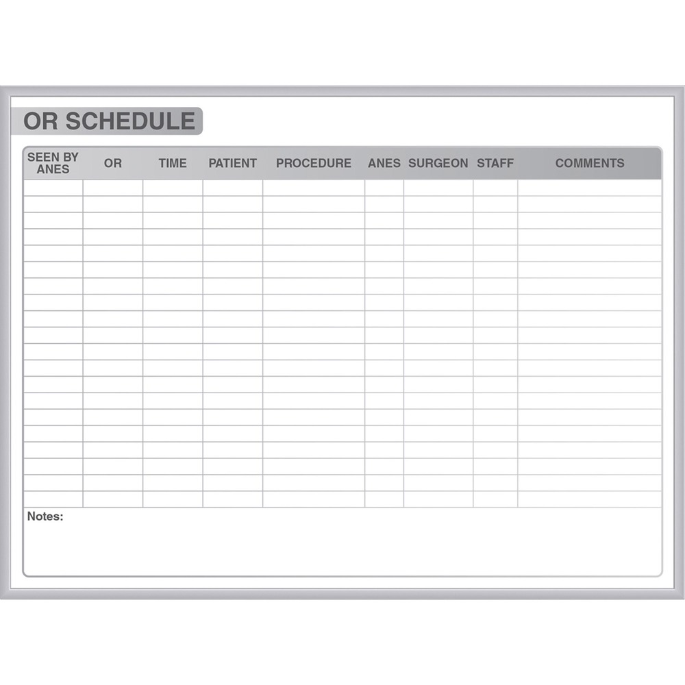 GHEGRPM313S46 - Healthcare Dry Erase Board is visually enhanced to encourage communication and collaboration. Use anywhere in your hospital with specially designed patient room boards, time-out boards or scheduling boards. Board graphics improve communication and reduce anxiety for patients and employees. Surface easily wipes off with a soft cloth, disinfectant wipe, alcohol or water. Magnetic whiteboard is resistant to bacteria and germs that helps with infection prevention. Whiteboard is easy to erase, allowing you to update information throughout the day. Board features a sleek, aluminum frame and includes a detached SmartPak tray. Graphics in gray seamlessly match any interior and will never stain, ghost or fade. Board comes with a marker and an eraser.