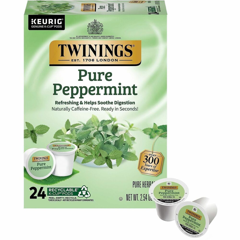 TWG08760 - Pure peppermint herbal tea is blended using only 100 percent pure peppermint to offer an invigorating tea with an uplifting aroma. Naturally caffeine-free blend offers a soothing experience that can be enjoyed any time of day. Expert blenders source only the finest leaves that have been cultivated to exact standards for uncompromising quality. Herbal tea is designed for single-serve coffeemakers (sold separately).
