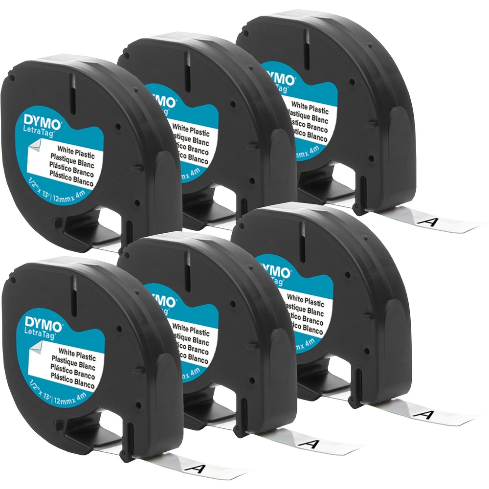 DYM2050823 - Easy-to-use plastic labels are created specifically for your LetraTag Labelmaker, providing an economical solution for labeling almost anything, anywhere in your home or workplace. Tough, tear-resistant, 1/2" labels come in six rolls that span 13'. Durable labels for indoor use are also wipable and sweep-resistant. Quick-change cassettes are perfect for "on-the-fly" labeling. Black text on a white background adds visual impact and easy communication.