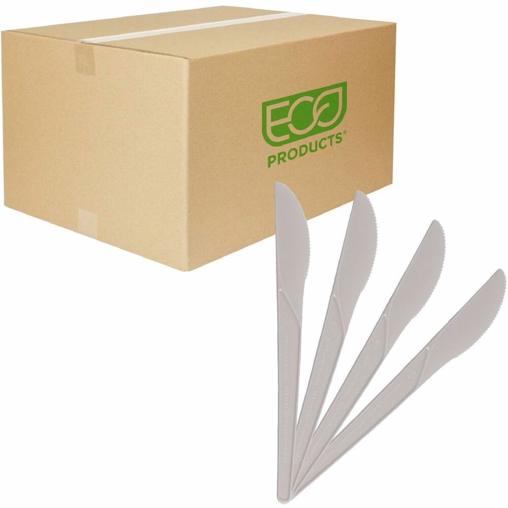 ECOEPS011 - Disposable knives offer fast, easy cleanup without worrying about having negative effects on the environment. Sturdy material offers heat tolerance up to 200 degrees Fahrenheit for safe use with hot foods. Eco-friendly design does not rely on unsustainable virgin plastic resources. Crystalized formulation adds strength to resist breaking during use. These knives are perfect for company gatherings, special events, on-the-go meals, parties and more.