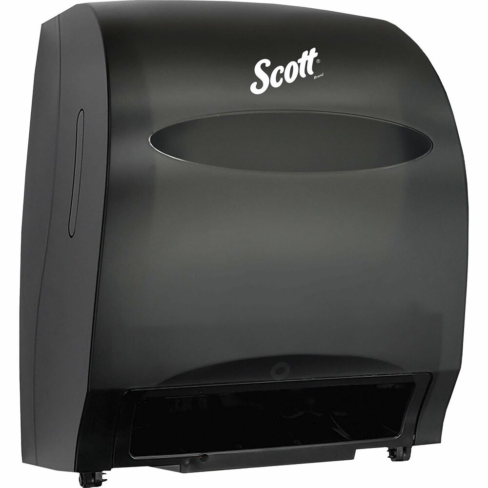 KCC48860 - Scott Essential Towel Dispenser System provides reliable balance of efficiency, performance and value. The electronic paper towel dispenser offers up to five-year battery life with more than 120,000 dispenses on one set of batteries, equal to 60,000 hand dries. It is 99.9 percent jam-free so you will never miss a hand-drying occasion, minimizing risk of cross-contamination. Durable, shatterproof and transparent cover lets you check supply levels without opening the dispenser. Dispenser uses Scott Essential Hard Roll Paper Towels (1-3/4" core). It is ADA-compliant when properly installed and when using the recommended paper towels. Designed to save you time and money while reducing service disruptions and user complaints, this dispenser takes the worry out of paper towel dispensing so you can focus on more important things. Design also includes keyless entry or key-activated spring lock, emergency feed knob and stub roll feature (with no double feed) to minimize waste. More from the Manufacturer