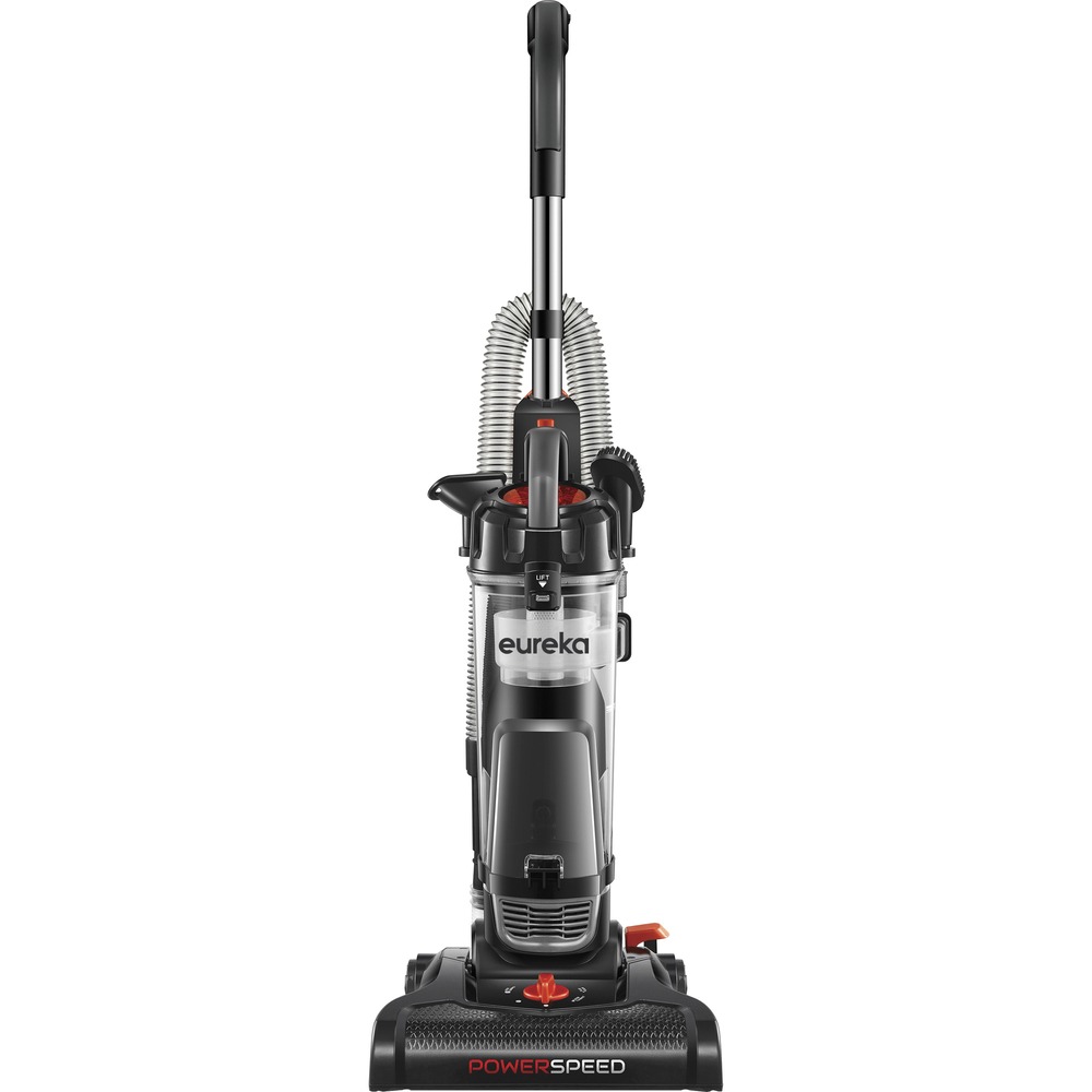 NEU180 - Upright vacuum features five height settings for easy multi-floor cleaning from high-pile carpet to hardwood floors. Extra-large dust cup minimizes your trips to the trash to save you time and energy. Washable foam filter and bagless design eliminate the need to frequently purchase additional supplies for cost-efficient performance. Extended recline lies down flat for easy under-furniture cleaning. Stretch hose extends up to 7' to easily clean hard-to-reach areas and crevices. Vacuum with a 25' power cord also includes a quick-release wand, extra-long 7" crevice tool, upholstery tool and dusting brush. More from the Manufacturer