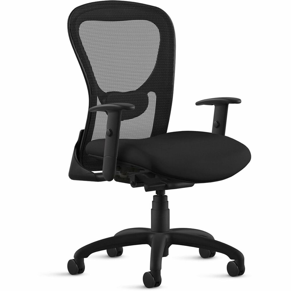 NTF1560Y2A8BT01 - Ergonomic, sleek design of the Strata Mid Back Task Chair makes it a great choice for managerial and executive applications. Adjustable lumbar support provides comfortable, all-day seating. Black arms adjust in both depth and height. Sculpted back with breathable mesh, molded foam seat in fabric and heavy-duty, synchro-tilt control make Strata the perfect chair for superior, long-term comfort. Synchro-tilt control features a smooth and comfortable, 2:1 back-to-seat ratio. Four-position, multi-locking back offers built-in safety return. Other functions include 360-degree swivel, slide knob-tension adjustment and pneumatic seat-height adjustment from 17" to 21-1/2". Sleek lines with rounded corners give a contemporary look to a classic silhouette, making Strata inherently versatile and effortless. Weight capacity is 300 lb.