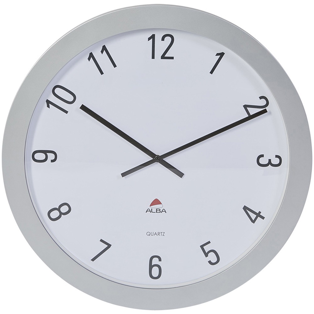 ABAHORGIANT - Giant Quartz Wall Clock is ideal for places where many people circulate. It is perfect for an open space, reception hall or airport. Thanks to its 23.6" contour, large black numerals at 1.57" high, glass lens and a quartz mechanism, the clock will give you the time precisely. Frame is made of ABS plastic, and its lens is made of glass. Clock runs silently on two AA batteries.