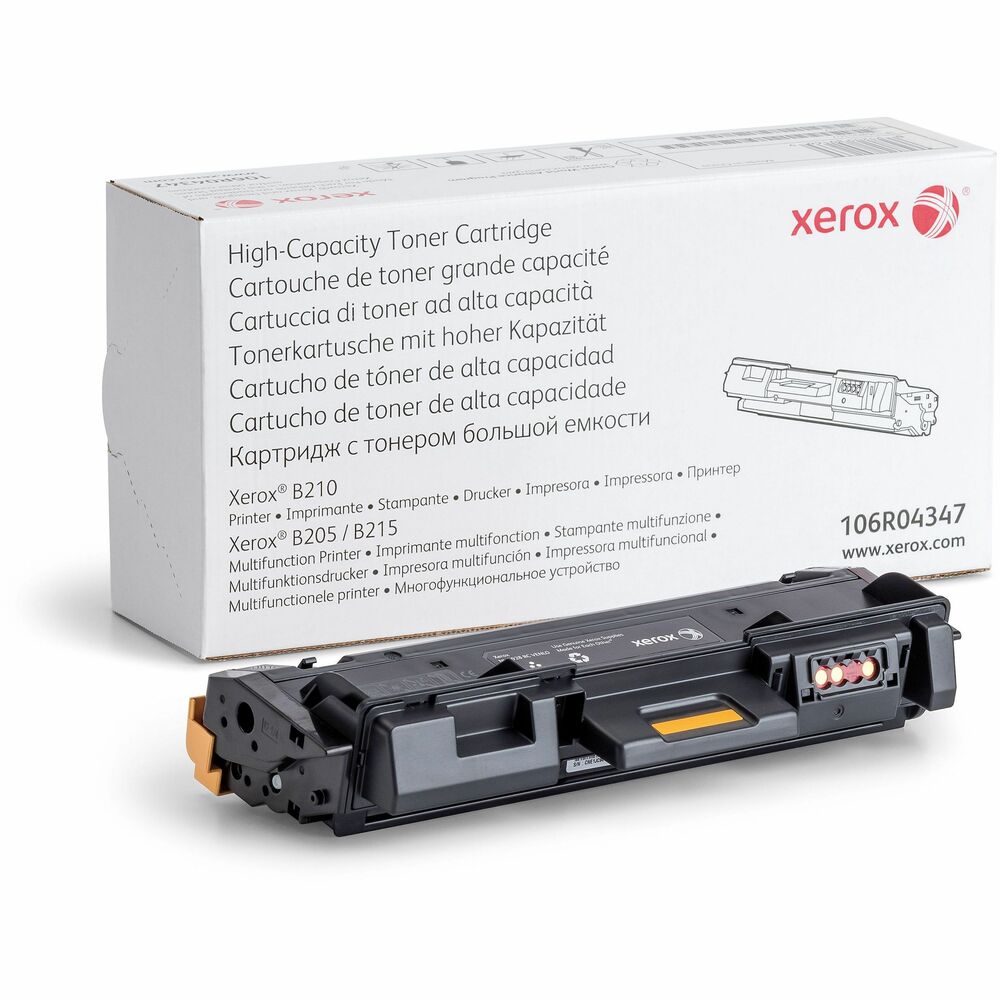 XER106R04347 - Xerox Genuine Xerox B205 Multifunction Printer/B210 Printer/B215 Multifunction Printer Black High capacity Toner Cartridge (3000 Pages) - 106R04347 is specially formulated and tested to provide the best image quality and most reliable printing you can count on page after page. Xerox Genuine Supplies and Xerox equipment are made for each other. Accept no imitations. Compatible toners may risk breakdown of Xerox printers and result in poor print quality and weak colors. With over 75 years' experience, Genuine Xerox Supplies are something you can rely on.