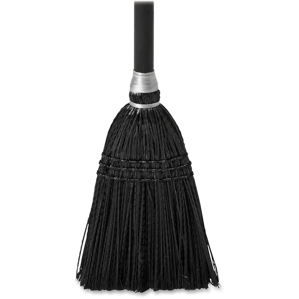 RCP2536 - Executive Lobby Broom is ideal for one-handed cleaning under tables, fixtures and hard-to-reach areas. It is ideal for use in malls, restaurants and lobbies. Stiff, synthetic bristles assist in sweeping hard to move dirt and debris. Synthetic bristles will not stain, discolor or absorb odors. Handle is made of sturdy wood. Use with Rubbermaid Commercial Lobby Pro Dust Pans. Attach to Brute and other containers with optional hanger bracket 2535 (sold separately) for easy broom transport and storage.