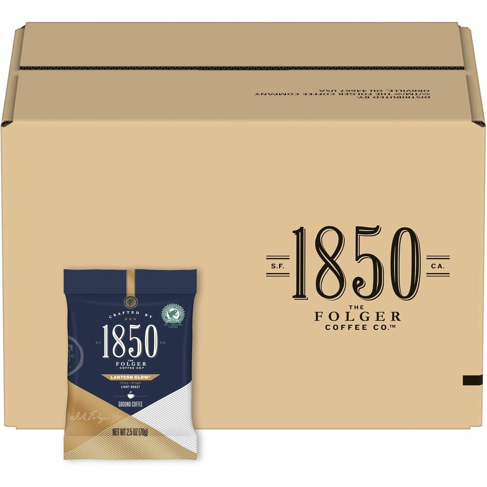 FOL21510 - Cut through the fog with the smooth, taste of 1850 Lantern Glow Light Roast Ground Coffee in frac pacs. Bright citrus undertones shine through a bold blend of 100 percent Arabica beans. These coffee beans are fire-roasted to evenly deliver distinct flavor with less bitterness and steel-cut into a precise particle size for a more consistent brewing experience. Lantern Glow's unique complexity and smooth flavor help illuminate your morning and guide you through everyday adventures.