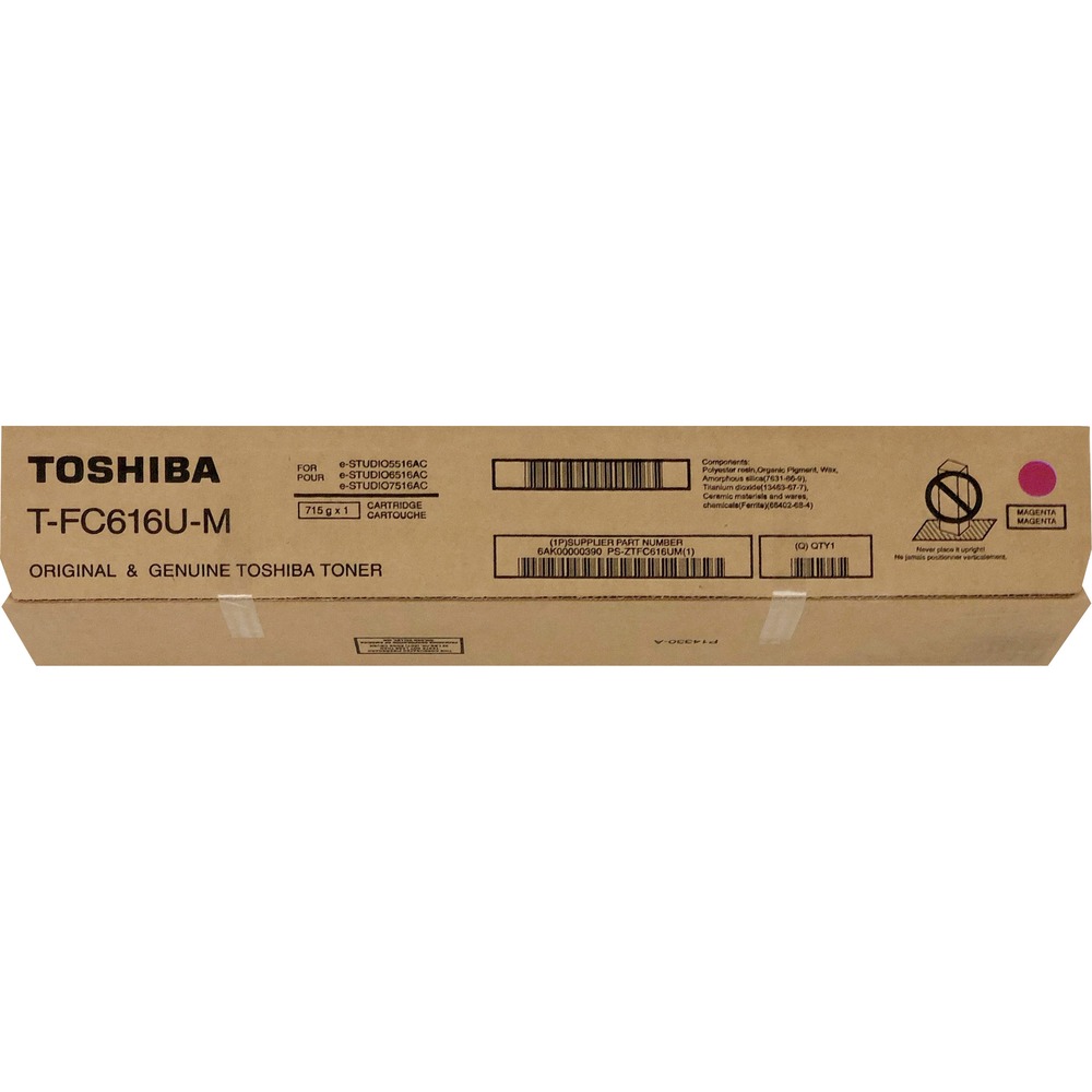 TOSTFC616UM - Toner cartridge is designed bring out the best results in your Toshiba e-Studio 5516AC, 5516ACT, 6516AC, 6516ACT, 7516AC and 7516ACT. It is ideal for busy offices. Cartridge delivers proven quality. It is easy to install. Cartridge yields approximately 39,200 pages at 5 percent coverage.