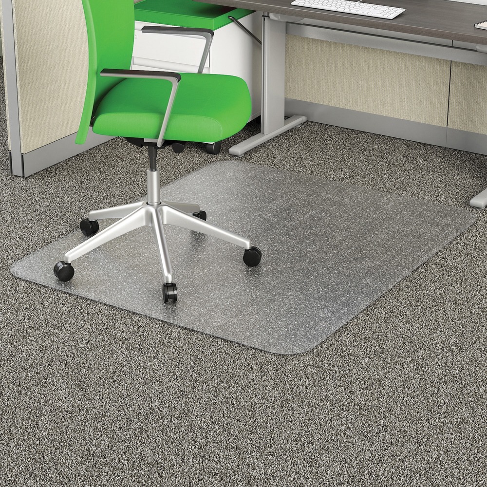 DEFCM11443FPB - Go green in the office with this chairmat that's made from renewable plant-based resources to provide a natural alternative to petroleum-based vinyl mats. Free and Clear formula offers exceptional clarity without any harsh chemicals. Easy-glide rolling surface allows you to move your chair freely when needed. Studded bottom grips securely to your carpet to prevent it from sliding. Chairmat without a lip is designed for occasional use on commercial pile carpets up to 1/4" thick.