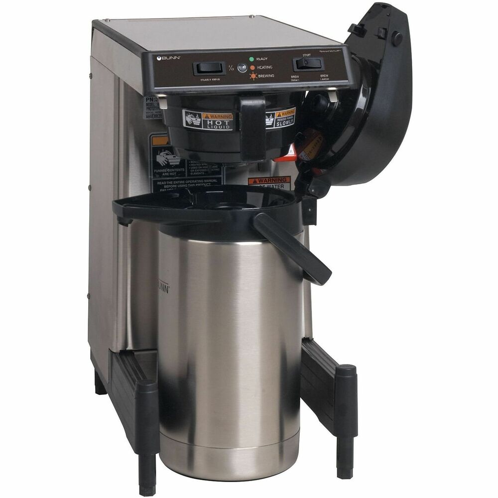 BUN399000006 - Low-profile coffee brewer features SmartWAVE technology that increases turbulence in the brew funnel for uniformity of extraction and consistent flavor. Three different pulse brew routines of this plumbed brewer allow you to adjust your flavor profile to your preferred taste. SplashGard funnel deflects hot liquids away from your hand for safe use and handling. Red and green LED lights allow you to easily monitor the brewer status. Energy-saver mode reduces the tank temperature during idle periods to minimize your operating costs. Slide-out booster tray allows you to brew directly into the 1.9-liter thermal carafe for easy dispensing. WAVE15-S-APS Airpot System is perfect for offices, healthcare industries, lodging and hospitality, schools and more.