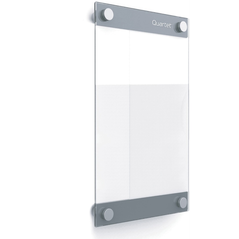 QRTGI1117 - Dry-erase board features a customizable design that allows you to insert and display any printout so you can write over it without having to write directly on it. Sleek, frameless style appears to float on the wall to create a unique focal point in your space. Exceptional erasability means a spotless board with no distracting streaks, stains or ghosting. Non-absorbent glass surface cleans easily so you can write, erase and rewrite on a clean surface every time. Steel-backed surface allows you to instantly display items with a magnet or attach magnetic accessories. Pass-through mounting hardware allows you to install this 11" x 17" board vertically or horizontally to accommodate any space.