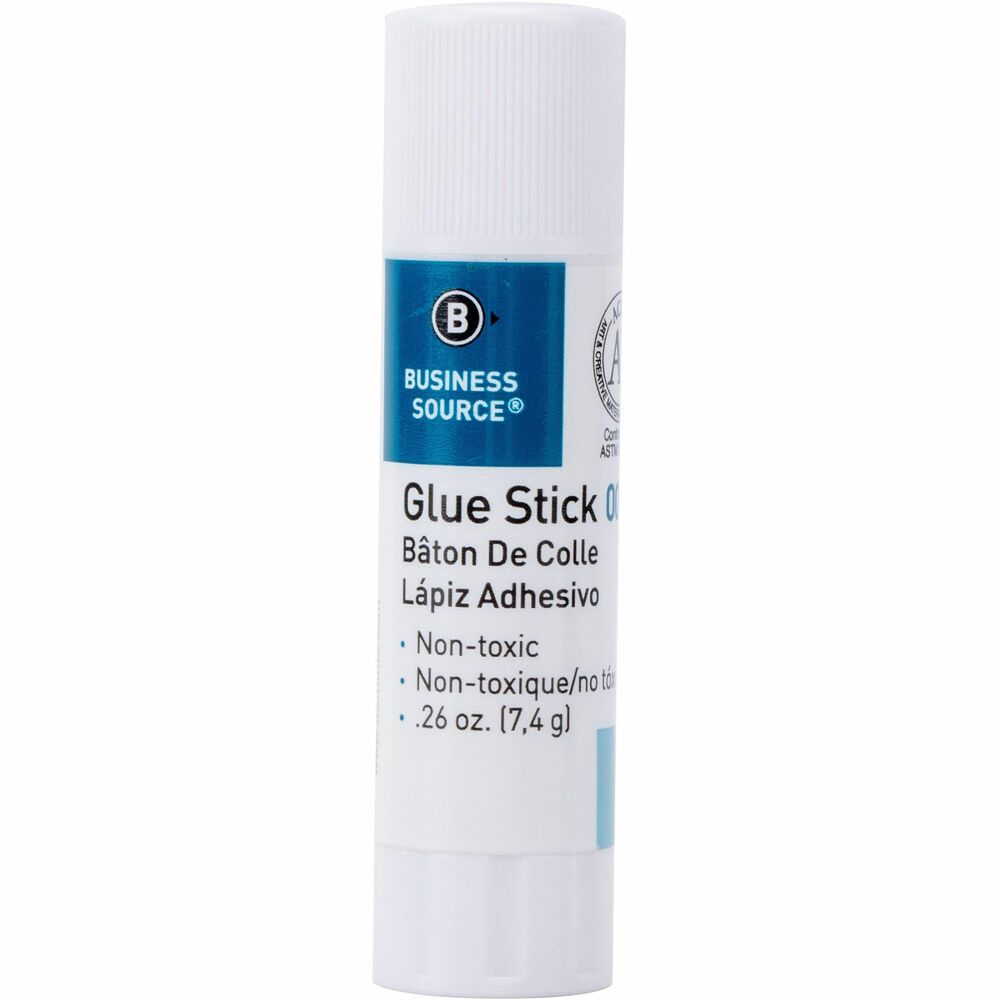 BSN00330 - Glue stick features easy-to-use, solid stick formulation. Applicator twists up for use and retracts for storage. Rub onto paper, fabric, photos and cardboard. Nontoxic glue is permanent but does wash out if washed immediately. Otherwise, residue may remain. Acid-free glue conforms to ASTM D4236.