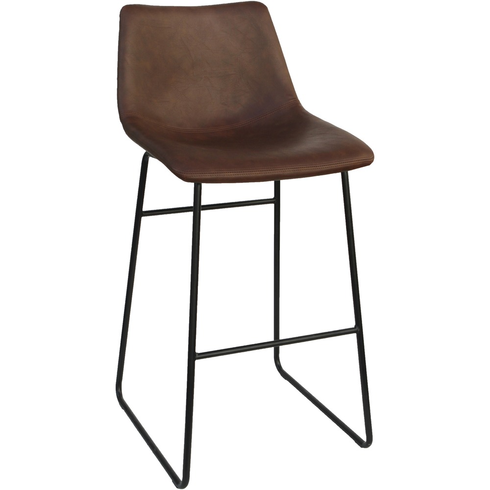LLR42958 - Sled Guest Stool with footring features a mid-century modern-inspired design for a sleek, professional look in your reception area or office. It works great for sit-stand workstations. Cushioned, one-piece shell is upholstered in bonded leather for long-lasting use. Steel sled base is powder-coated for durability. Chair meets or exceeds BIFMA standards. More from the Manufacturer