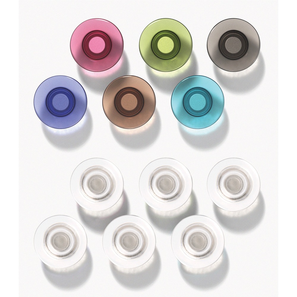 QRT85393 - Optimized for use on magnetic glass boards, these rare earth magnets feature a super-powerful design to hold up to six unstapled sheets without sliding. Six clear and six assorted colors add a fashionable pop of color when you post items in your home or office. Smooth, rounded edges help you quickly grab a magnet for easy adjustments. Magnets are perfect for hanging reminders, documents, notes, pictures and more.