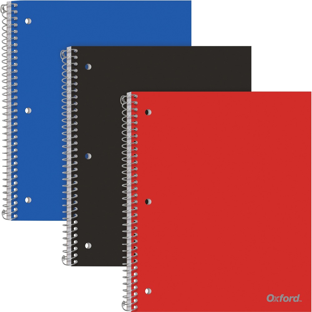 TOP10389 - Wire-bound notebook is three-hole punched to fit into standard binders. One divider offers easy storage for your loose papers. Strong, snag-resistant coil provides sturdy binding and resists catching on backpacks, papers or clothing. Perforated sheets detach easily to keep your book neat and tidy. One-subject notebook includes 100 sheets of paper.