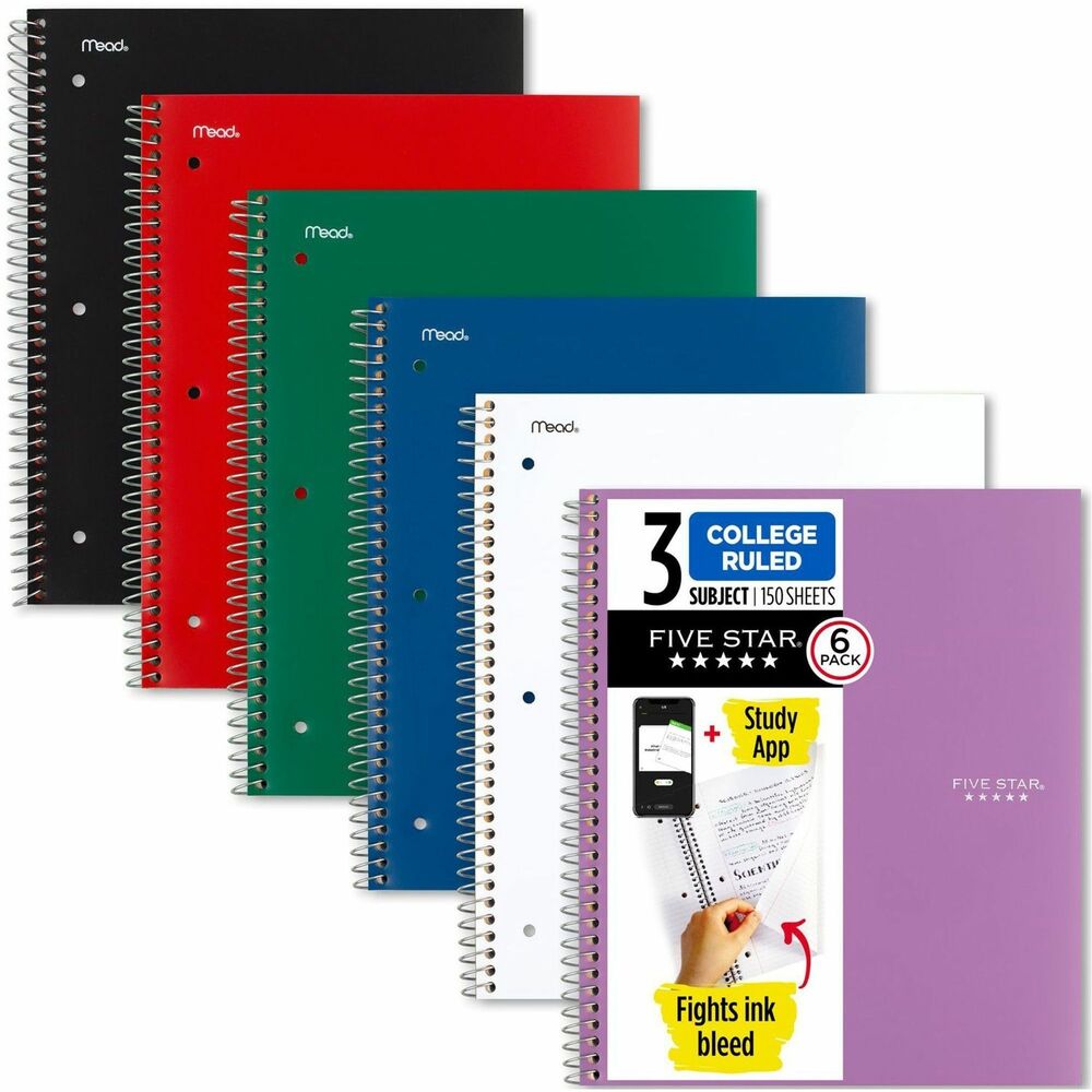 MEA73930 - Three-subject, wire-bound notebook features durable, water-resistant covers to keep your notes protected all year long. College-ruled, high-quality paper resists ink bleed to help keep your writing legible. Neat sheet pages are perforated for clean, consistent removal. Spiral lock wire prevents the coil from snagging onto your clothing or backpack. Reinforced storage pockets help prevent tears and offers convenient storage for your loose papers.